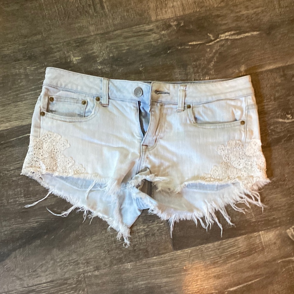 ae lace distressed shorts